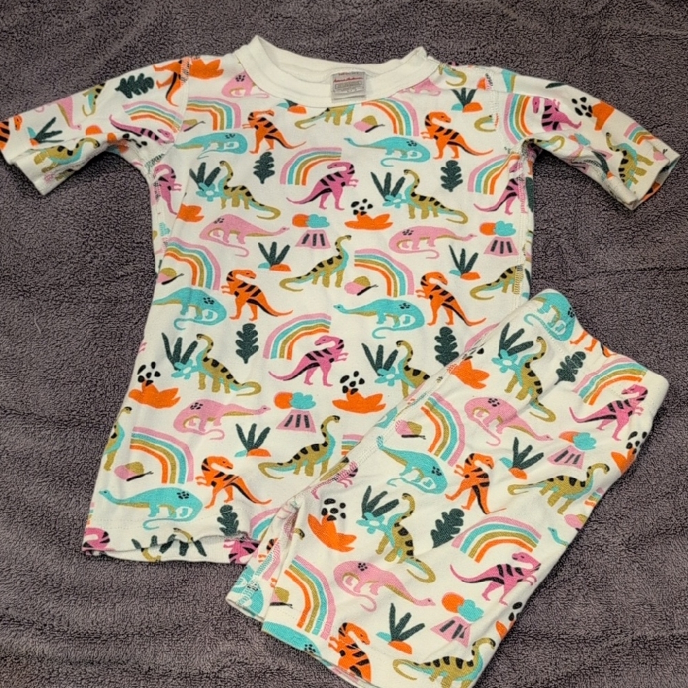 Hanna Andersson Multicolor Dinosaur and Rainbow Pajama Set